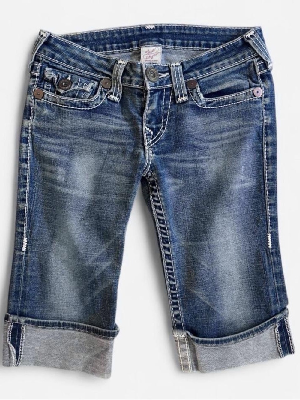 True Religion Low Rise Light Wash Denim Capri Jeans ~ Size 27